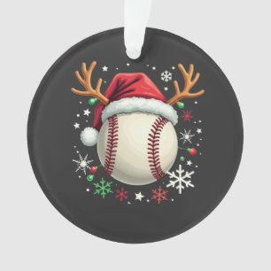 Honkbal met rendierhoorns en Kerstmis Ornament
