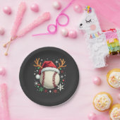 Honkbal met rendierhoorns en Kerstmis Papieren Bordje (Feest)