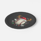 Honkbal met rendierhoorns en Kerstmis Papieren Bordje (Gekanteld)