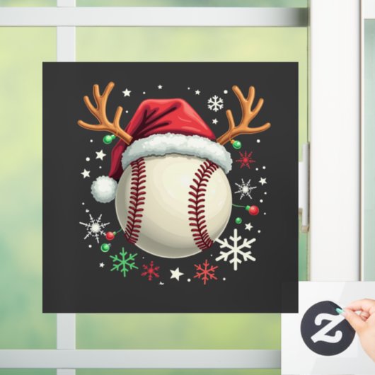 Honkbal met rendierhoorns en Kerstmis Raamsticker (Huis)