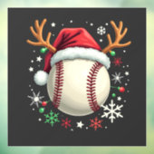 Honkbal met rendierhoorns en Kerstmis Raamsticker (Vel 3)