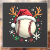 Honkbal met rendierhoorns en Kerstmis Raamsticker (Vel 2)