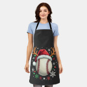 Honkbal met rendierhoorns en Kerstmis Schort (Gedragen)