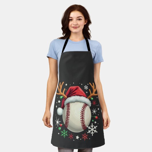 Honkbal met rendierhoorns en Kerstmis Schort (Gedragen)