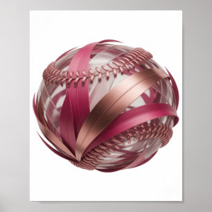 HONKBAL MET ROZE EN KOPEREN STREPEN EN EEN WITTE POSTER
