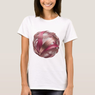 HONKBAL MET ROZE EN KOPEREN STREPEN EN EEN WITTE T-SHIRT