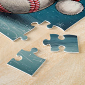 Honkbal met Santa Hat Sneeuwvlokken Legpuzzel (Zijkant)