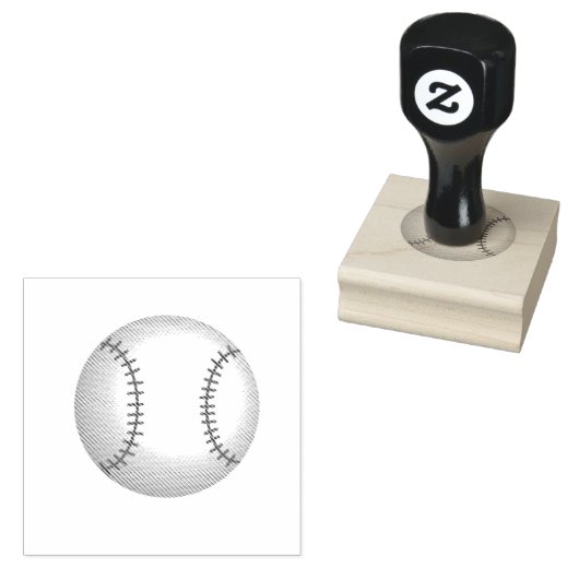 Honkbal met steken rubberstempel (Gestempeld)