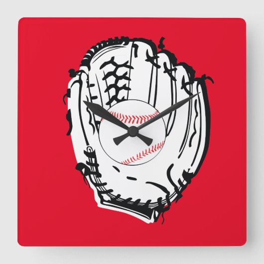 Honkbal Mit Gift Vierkante Klok (Voorkant)