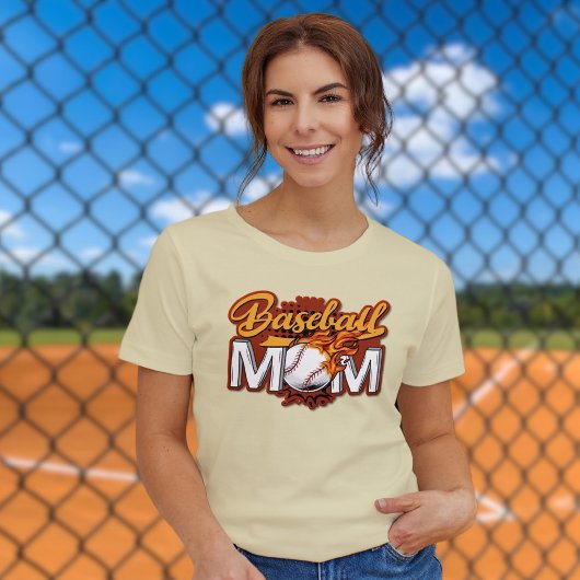 Honkbal Moeder Flaming Ball T-shirt