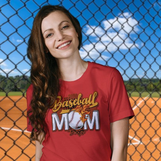 Honkbal Moeder Flaming Ball T-shirt