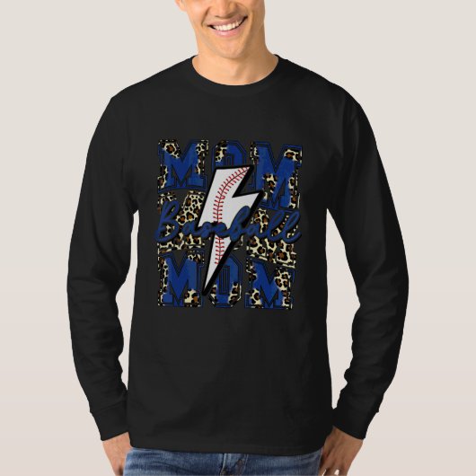Honkbal Moeder Honkbal Bliksemschicht Luipaard Bla T-shirt (Voorkant)