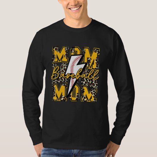 Honkbal Moeder Honkbal Bliksemschicht Luipaard Gee T-shirt (Voorkant)