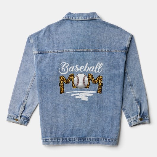 Honkbal Moeder Leopard Moederdag Moeder Leven Best Denim Jacket (Achterkant)