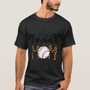 Honkbal Moeder Leopard Print Softbal Moeder D T-shirt