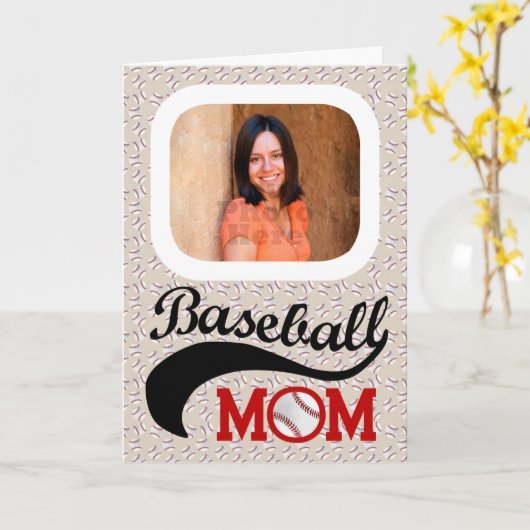 Honkbal moeder Moederdag foto gepersonaliseerd Kaart (Gele Bloem)