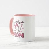 Honkbal Moeder Mooie Roze Strik Design Mok (Voorkant links)