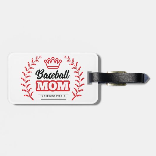 Honkbal moeder Shirt de beste ooit Crown Bagagelabel (Achterkant horizontaal)