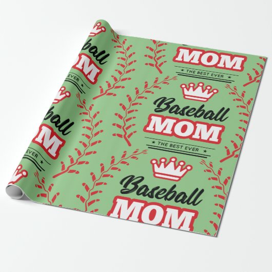 Honkbal moeder Shirt de beste ooit Crown Cadeaupapier (Uitgerold)