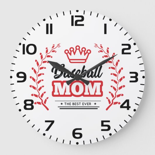 Honkbal moeder Shirt de beste ooit Crown Grote Klok (Voorkant)