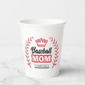 Honkbal moeder Shirt de beste ooit Crown Papieren Bekers (Voorkant)