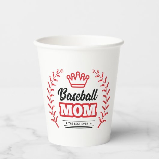 Honkbal moeder Shirt de beste ooit Crown Papieren Bekers (Voorkant)