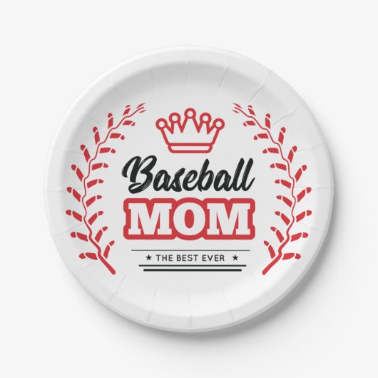 Honkbal moeder Shirt de beste ooit Crown Papieren Bordje (Voorkant)