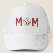 Honkbal moeder sport rode polka dot moeder trucker pet (Voorkant)