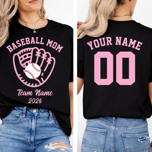 Honkbal Moeder Team Aangepaste Naam Nummer T-shirt