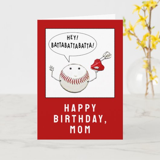 Honkbal moeder verjaardag kaart (Gele Bloem)