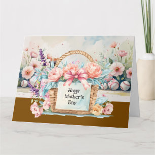 Honkbal Moederdag met bloemenmand  Kaart
