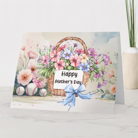 Honkbal Moederdag met bloemenmand Kaart (Voorkant)