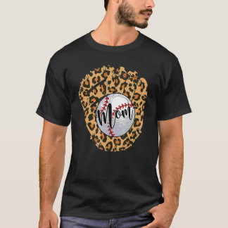 Honkbal Mom Leopard Softball Mama Mother's Day T-shirt