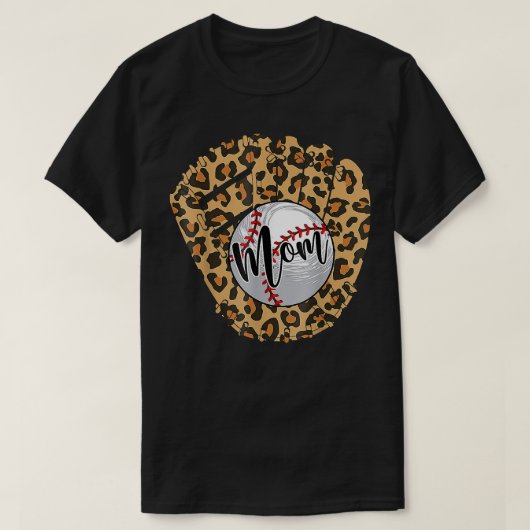 Honkbal Mom Leopard Softball Mama Mother's Day T-shirt (Design voorkant)