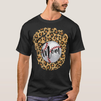 Honkbal Mom Leopard Softball Mama Mother's Day T-shirt