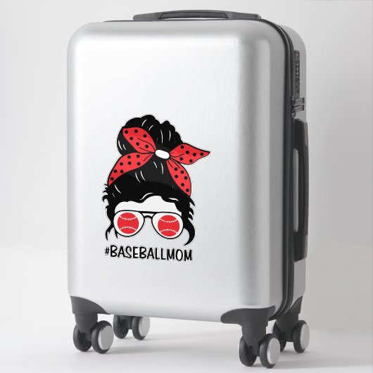 Honkbal Mom Messy bun Sticker (Koffer)