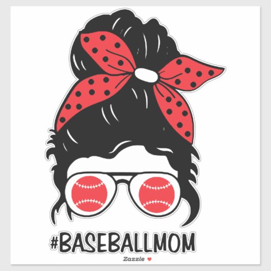 Honkbal Mom Messy bun Sticker (Vel)