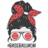 Honkbal Mom Messy bun Sticker (Voorkant)