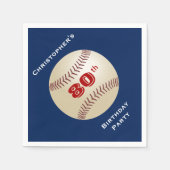 Honkbal, Naam, 80e verjaardagsfeestje Blauw papier Servetten (Voorkant)