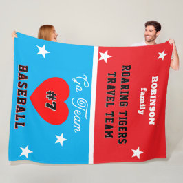 Honkbal Naam Rood Wit Blauwe Sterren Hart Fleece Deken
