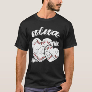 Honkbal Nani Heart Ball Cool Baseball Proud Grand T-shirt