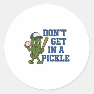 Honkbal niet krijgen in een augurk grappig honkbal ronde sticker