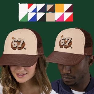 Honkbal Nummer 67 Vintage Handschoen Bat Trucker H Pet