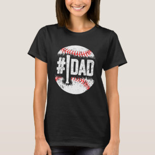 Honkbal Nummer Een Papa Zoon Honkbal Vader's Da T-shirt