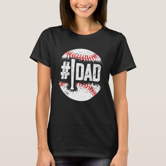 Honkbal Nummer Een Papa Zoon Honkbal Vader's Da T-shirt (Voorkant)