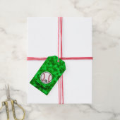 Honkbal NUMMER Team NAAM Gepixeliseerd Groen Gras Cadeaulabel (Met Touw)