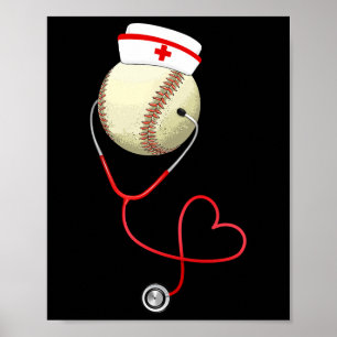 Honkbal Nursing Funny voor Nurse's Day Sports Medi Poster