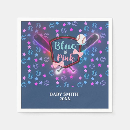 Honkbal of Bogen Roze of Blauw Geslacht onthullen Servet (Voorkant)