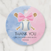 Honkbal of boog gender onthullen dank u label (Voorkant)