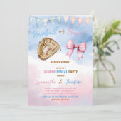 Honkbal of Bows Hij of Zij Gender Reveal Party Kaart (Staand voorkant)